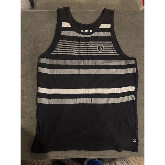 Volcom Black Gray Striped Tank Top Men’s Size XXL - Picture 1 of 2